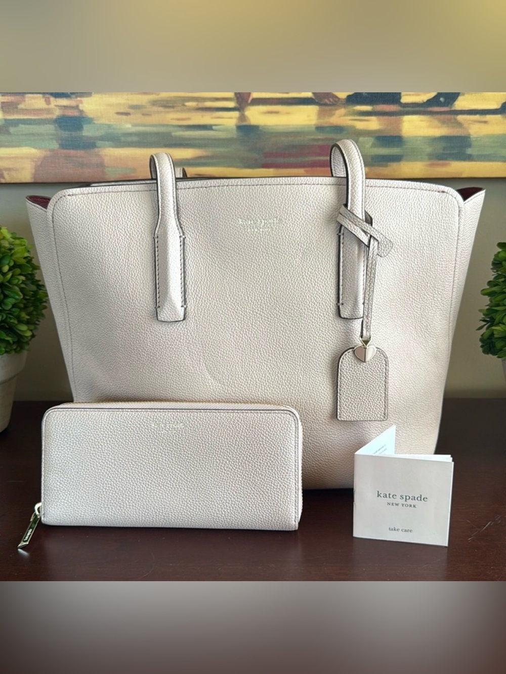 KATE SPADE ♠️ New York "Margaux" LIGHT PINK LEATHER TOTE BAG & WALLET SET🌟EUC🌟 - Picture 16 of 17